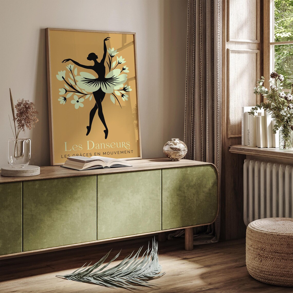 Les Danseurs Mustard Floral Ballerina French Ballet Festival Poster - Image 4