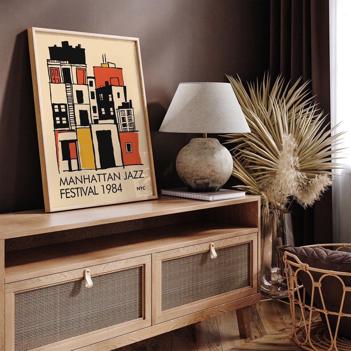 Jazz Festival Poster Vibrant Retro Music Wall Art Nyc Manhattan Wall Art Jazz Music Print Hotel Room Wall Decor Airbnb Retro Wall Decor - Image 2