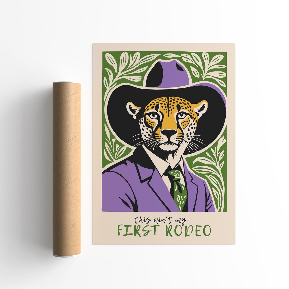This Aint My First Rodeo Cowboy Cheetah Suit Funny Humor Poster - Image 6