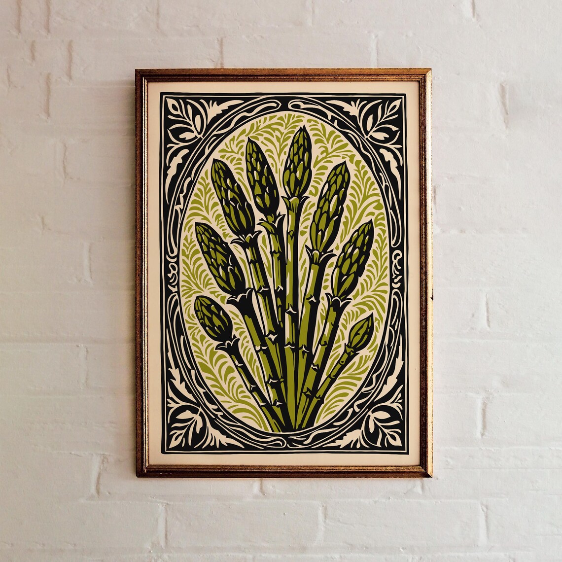 Vintage Asparagus Art Nouveau Botanical Farmhouse Kitchen Wall Art
