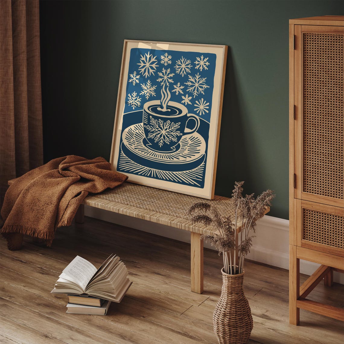 Cozy Winter Coffee Mug Snowflake Scandinavian Kitchen Poster - Image 4
