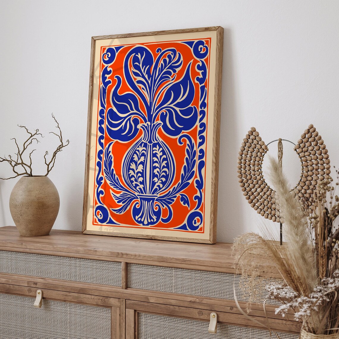 Matisse Style Orange Blue Floral Vase Rococo Botanical Poster - Image 3