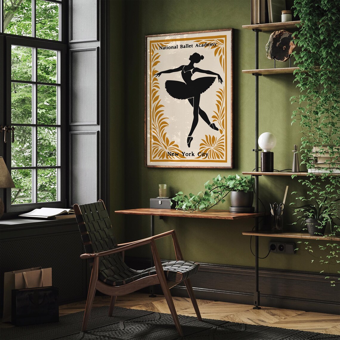 National Ballet Academy NYC Poster with Black Ballerina Silhouette - Image 2
