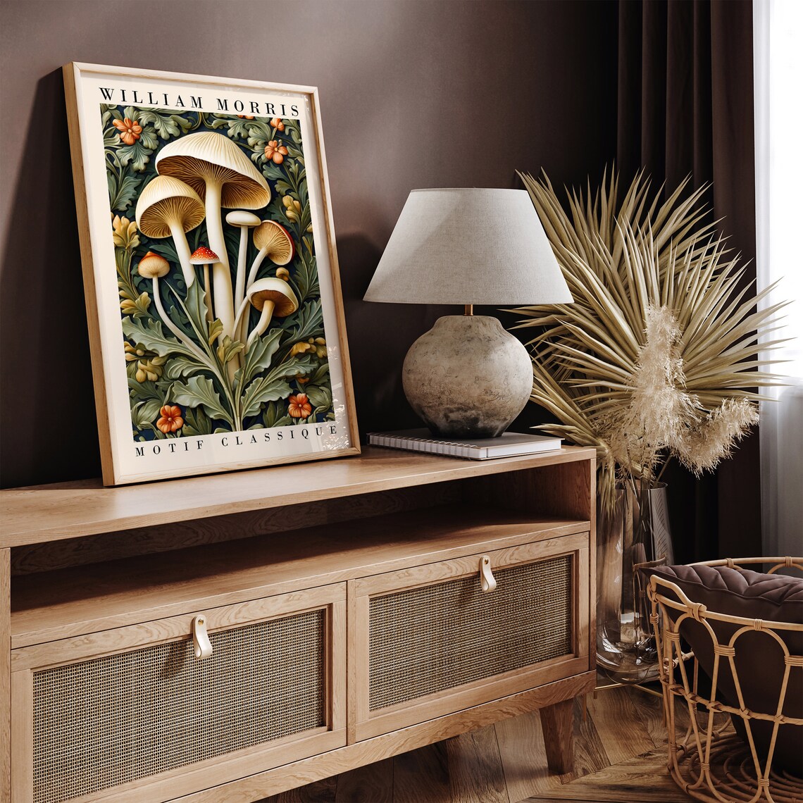 William Morris Motif Classique Mushroom Botanical Illustration Poster - Image 2