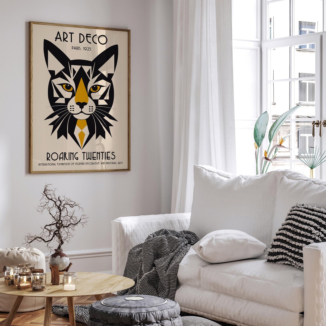 Glamorous Art Deco Paris 1925 Roaring Twenties Cat Face Poster - Image 5