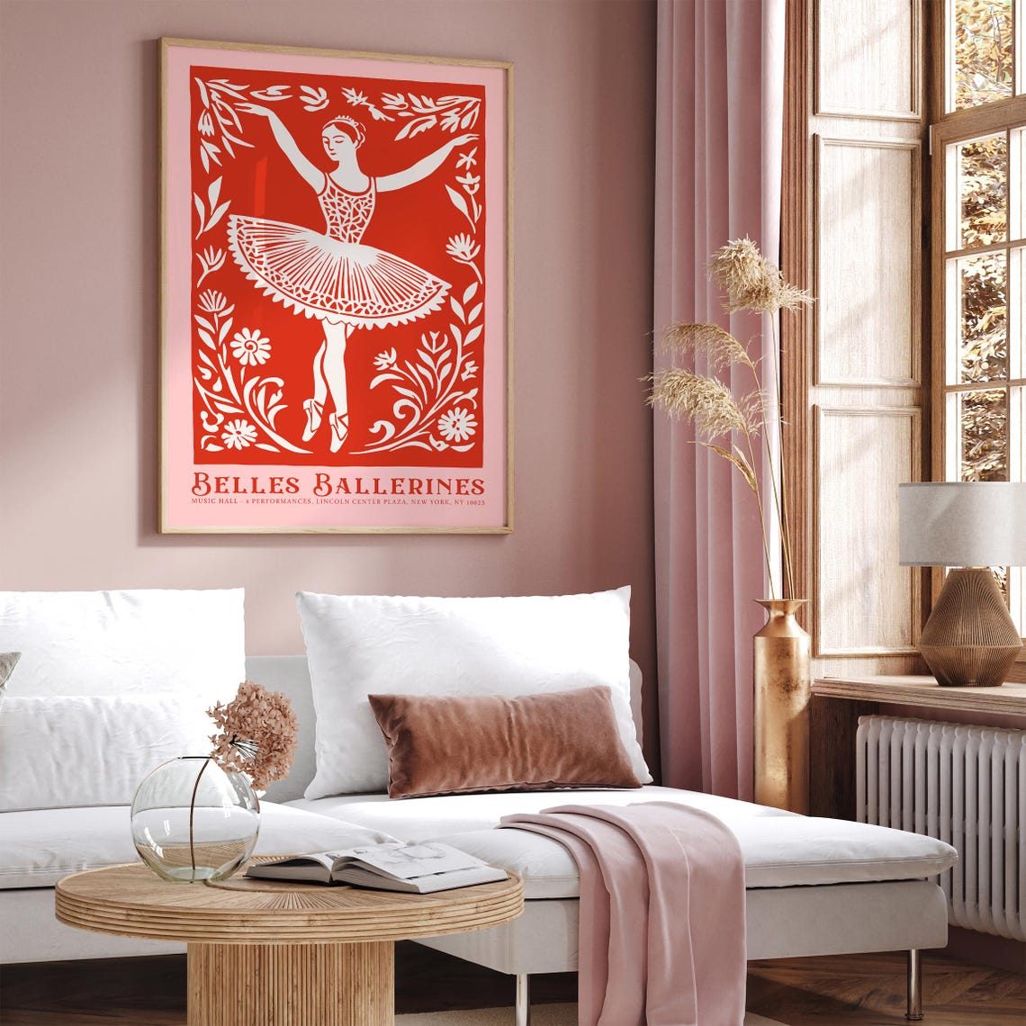 Belles Ballerines Red Poster with Vintage Ballet Dancer Cutout - Image 3