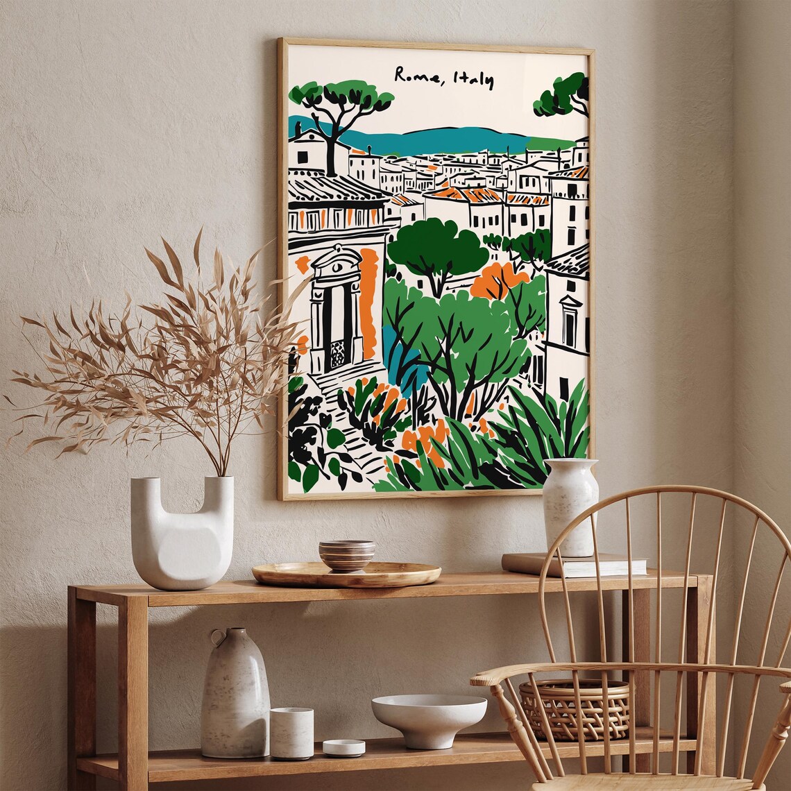 Rome Italy Sketch Illustration Hand Drawn Colorful Cityscape Poster - Image 3