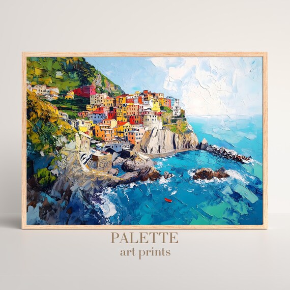 Cinque Terre Italian Coastal Village Colorful Cliff Travel Poster