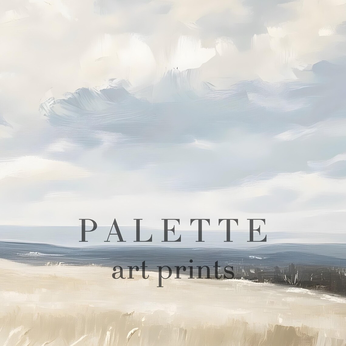 Minimal Neutral Wheat Field Cloudy Sky Farmhouse Style Wall Art - Image 2
