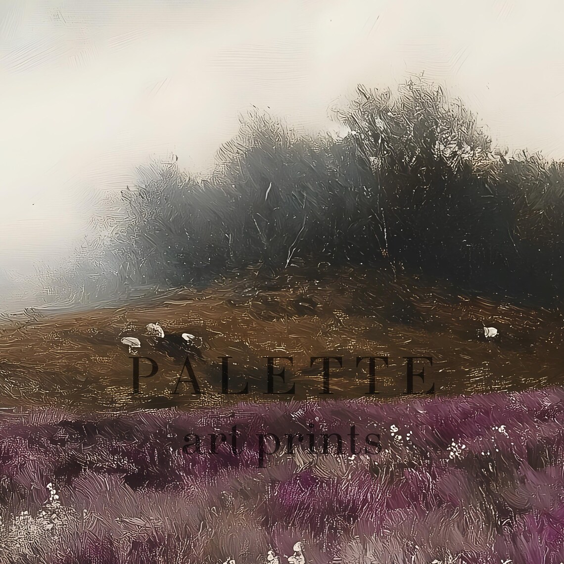 Purple Heather Moorland Misty Winding Path Moody Landscape Poster - Image 2