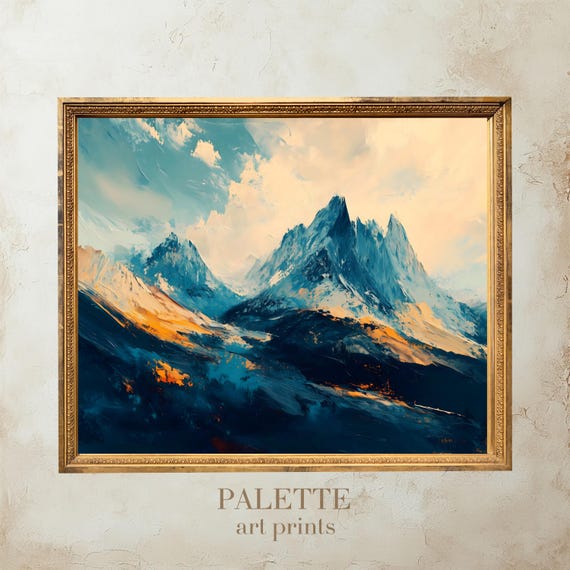 Alps Mountain Landscape Serene Alpine Art Print Nature Wall Decor Illustration Lnd006