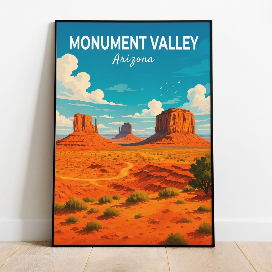 Monument Valley Arizona Red Rock Mesas Classic Travel Scene Poster