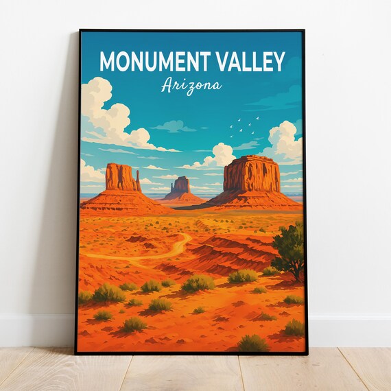 Monument Valley Print Travel Poster Of Navajo Tribal Park Arizonautah Usa Gift