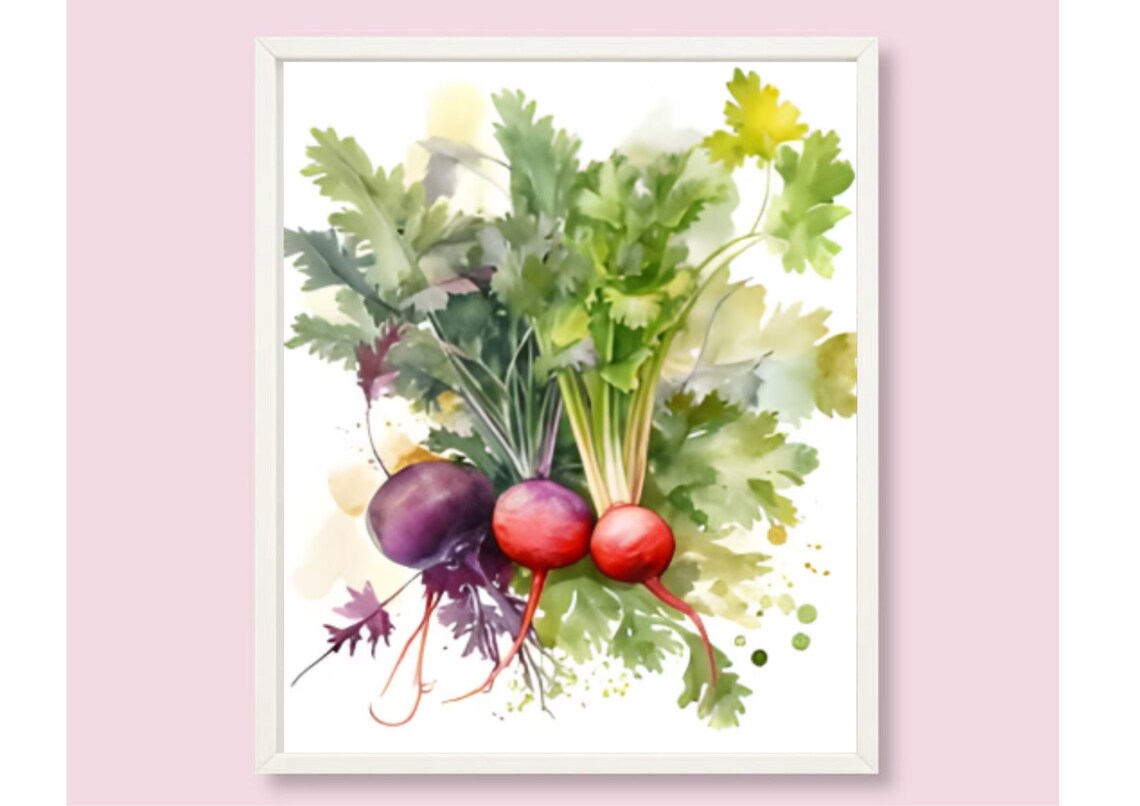 Red Radishes Watercolor Botanical Vegetable Kitchen Art Poster - Image 6