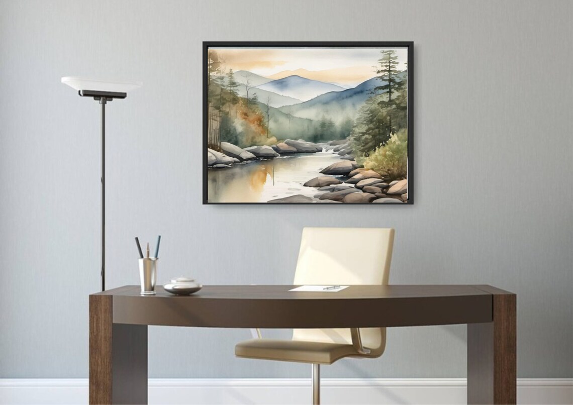 Salmon River Idaho Landscape Watercolor Art Print - Image 6