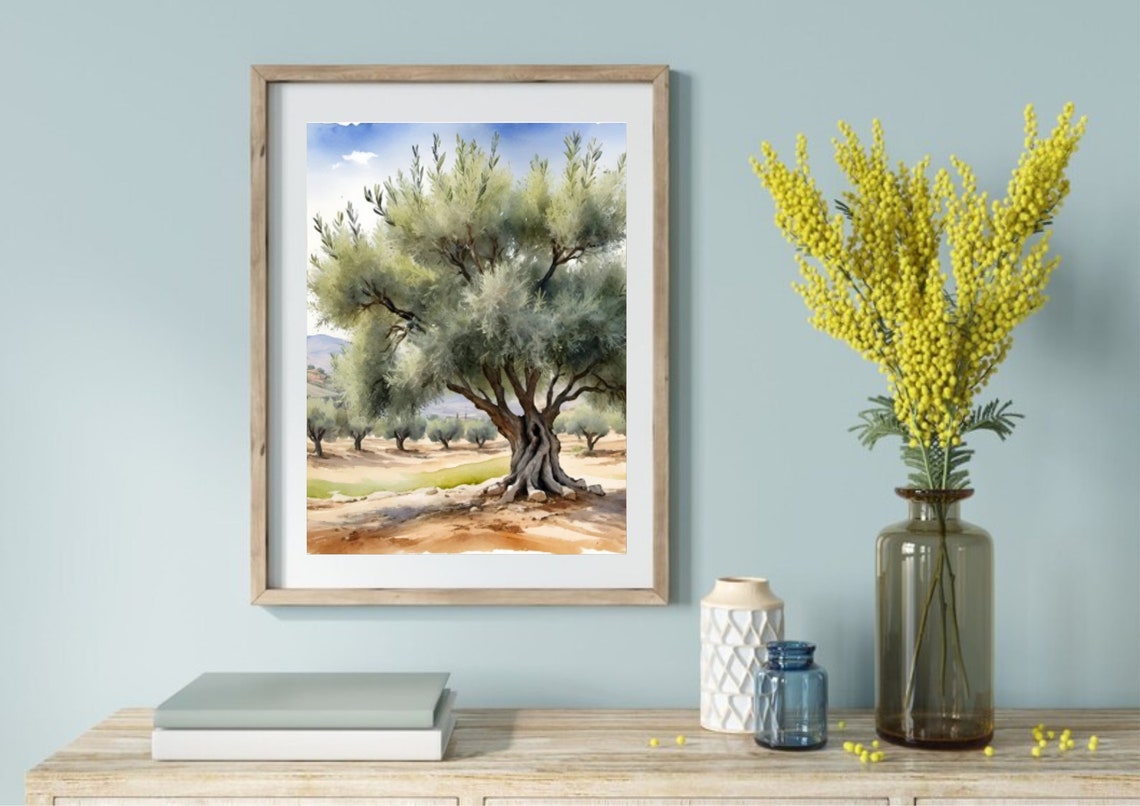Santa Ynez Painting Olive Tree Watercolor Art Print California Country Landscape Wall Art Olive Plant Art Farmland Art Farmhouse Wall Decor - Image 2