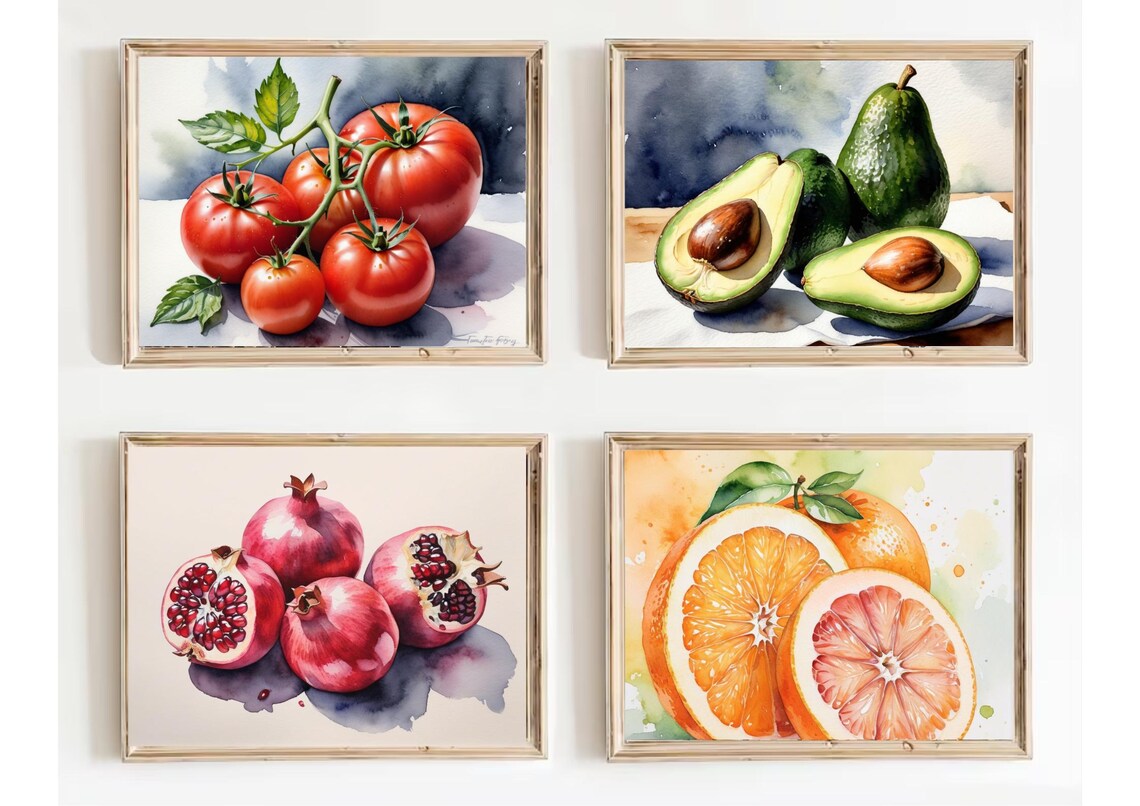Pomegranate Watercolor Art Print, Farmhouse Kitchen Decor - Image 3