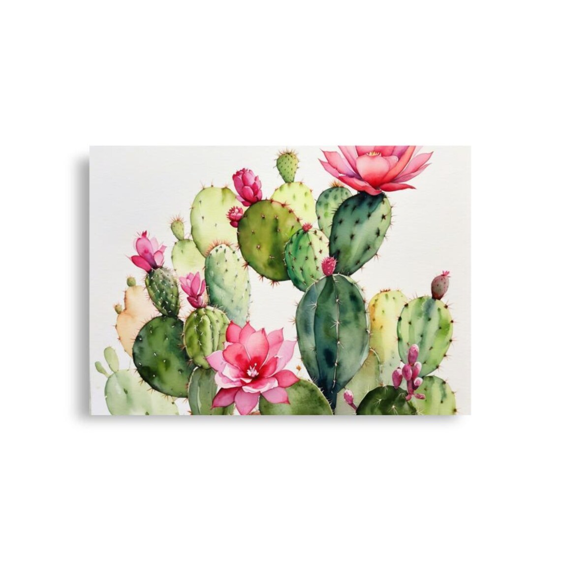 Blooming Cactus Watercolor Floral Wall Art Print - Image 2