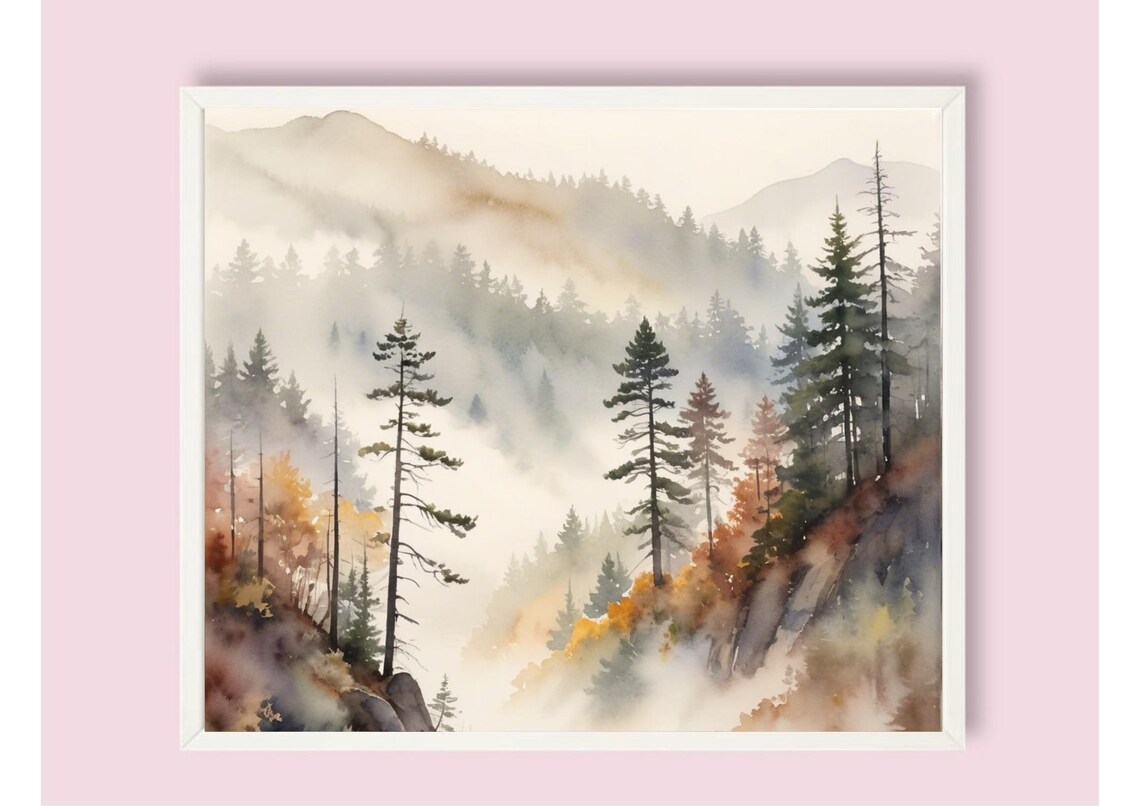 Great Smoky Mountains North Carolina Watercolor Art Print - Image 6