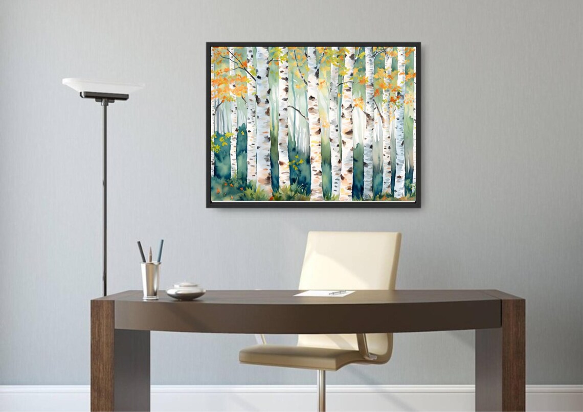 Birch Trees Aspen Watercolor Art Print, Colorado Autumn - Image 4