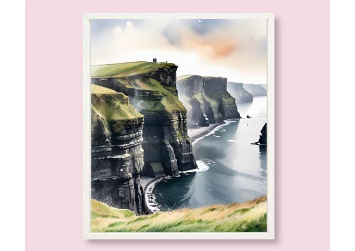 Cliffs of Moher Watercolor Art Print, Ireland Coast - Image 6