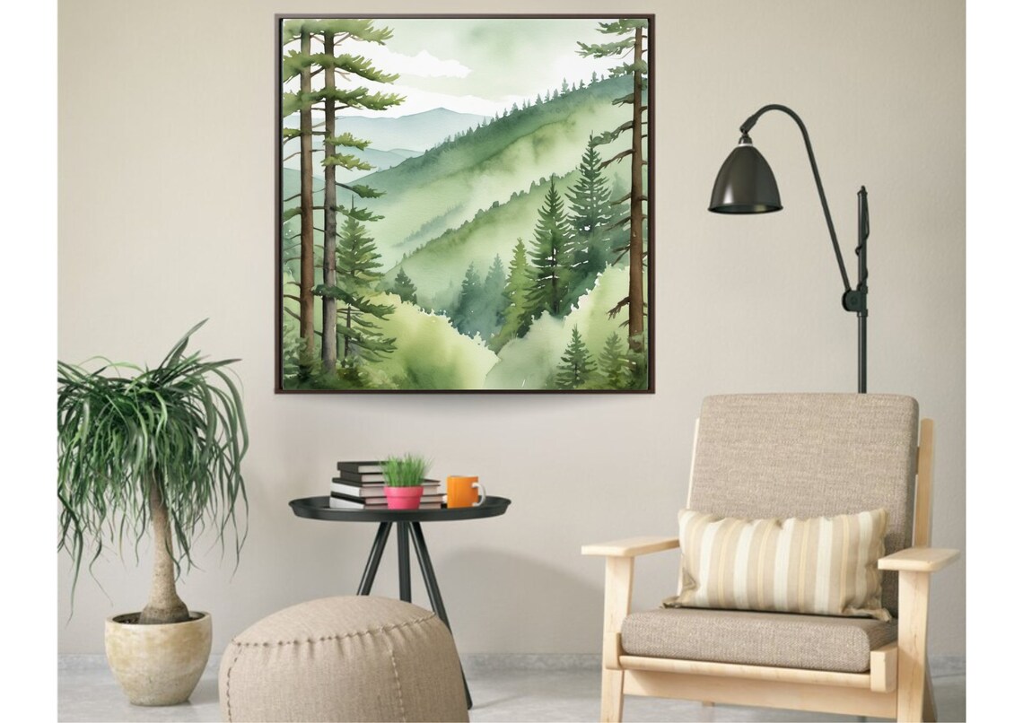 Smoky Mountains Watercolor Landscape Art Print - Image 4