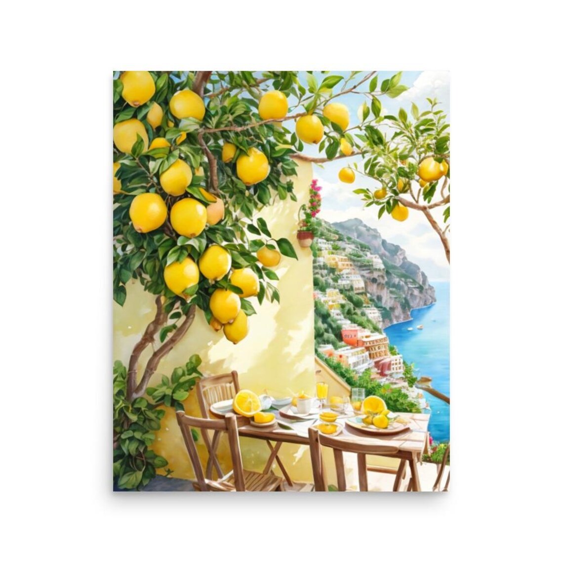 Positano Watercolor Art Print, Amalfi Coast Cityscape - Image 6