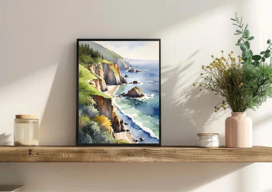 Big Sur Painting California Coast Watercolor Art Print Travel Wall Print Seascape Art California Coastline Artwork Big Sur Art Poster - Image 6