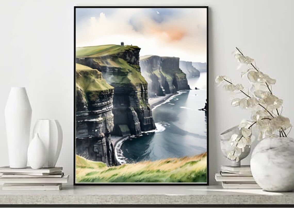 Cliffs of Moher Watercolor Art Print, Ireland Coast - Image 5