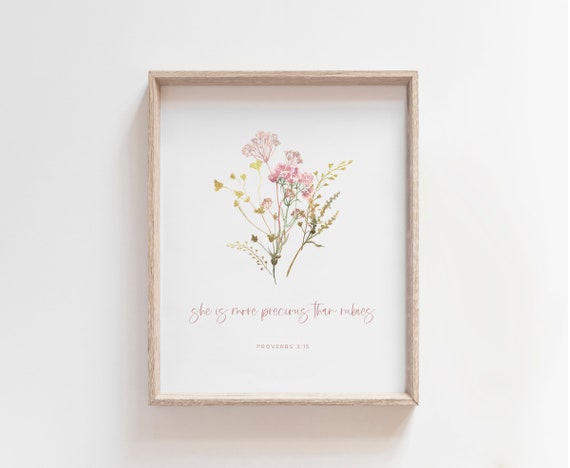 Proverbs 31:5 Girl Nursery Decor, Scripture Art Print