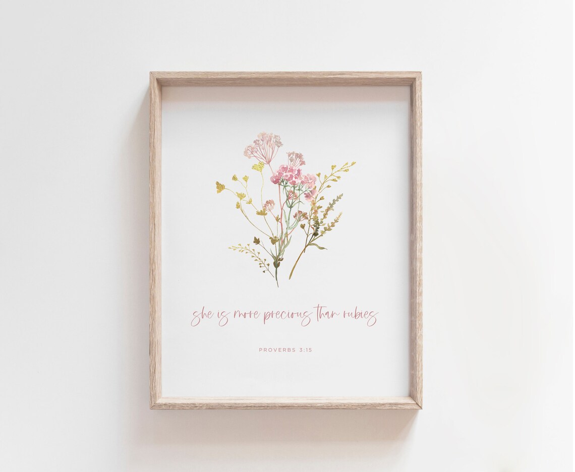 Proverbs 31:5 Girl Nursery Decor, Scripture Art Print