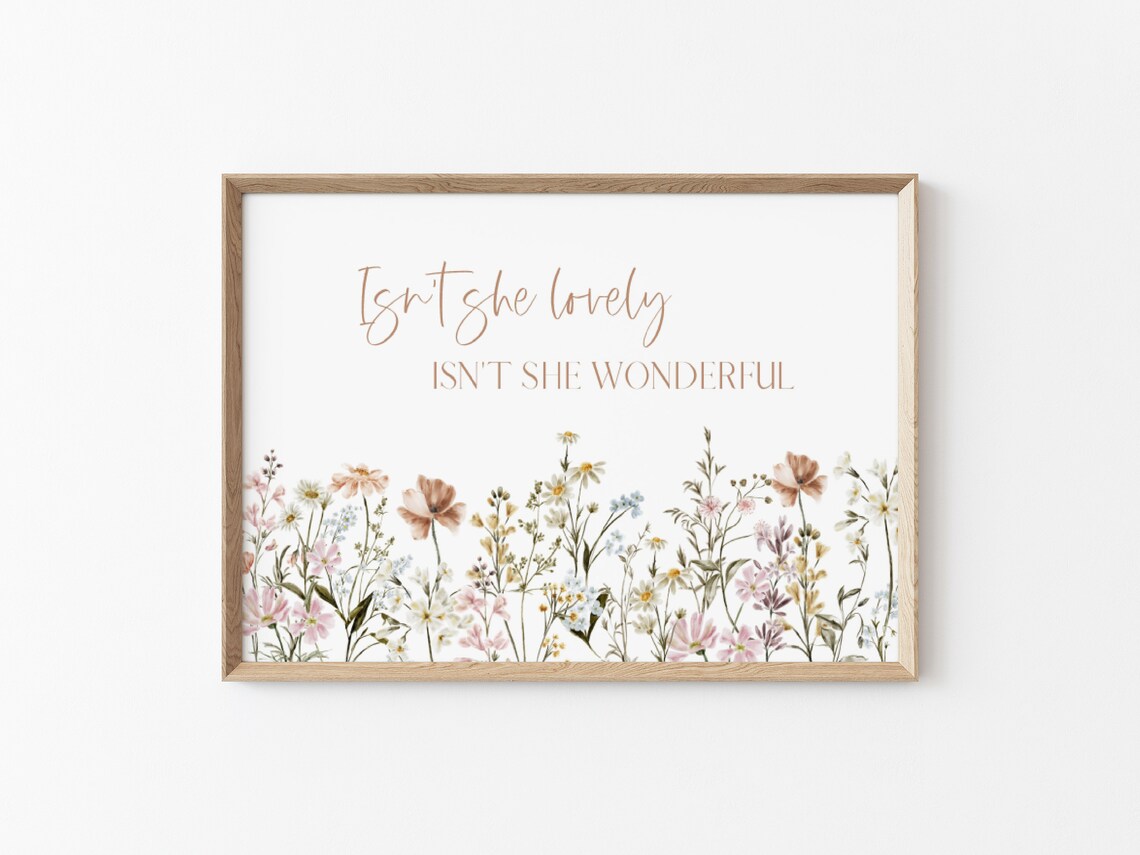 Wildflowers Nursery Boho Art Print, Baby Girl Decor