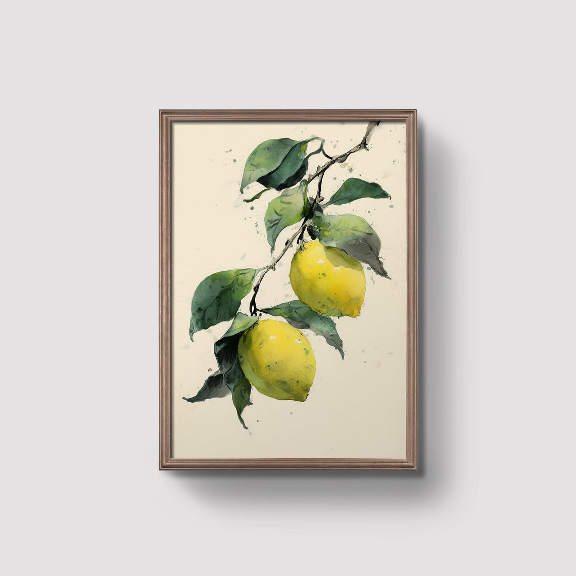 Lemon Branch Print Citrus Wall Art Mediterranean Kitchen Decor Watercolor Fruit Prints