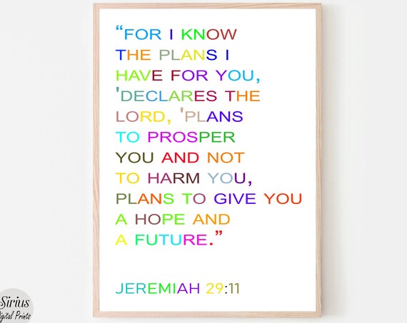 Bible Verse For Kidsfor I Know The Plans Have Youprintable Wall Artclassroom Decorjeremiah 2911inspiration Quotechristian Print