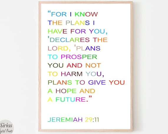 Jeremiah 2911 Plans To Give You Hope Colorful Scripture Poster