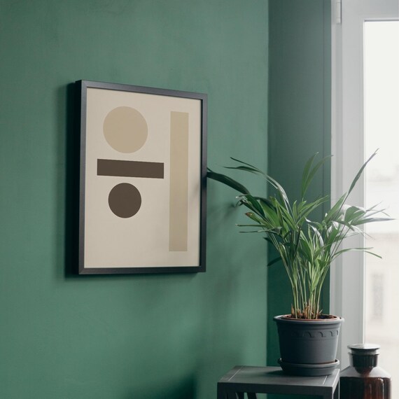Minimalist Abstract Geometric Wall Art Neutral Modern Shapes Print Scandinavian Beige Decor