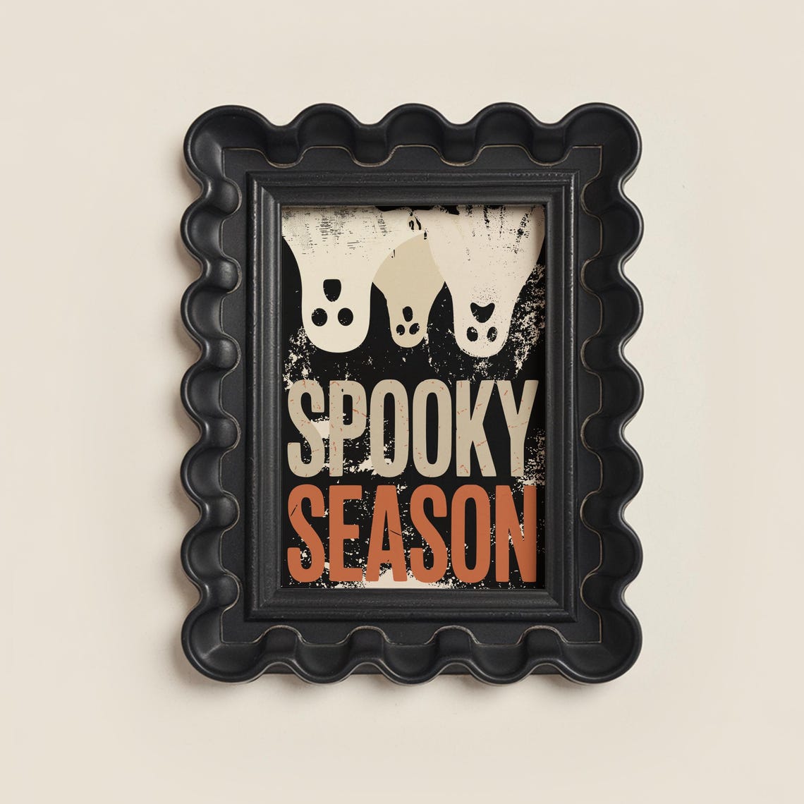 Spooky Season Halloween Print Retro Typography With Ghosts Bold Grunge
