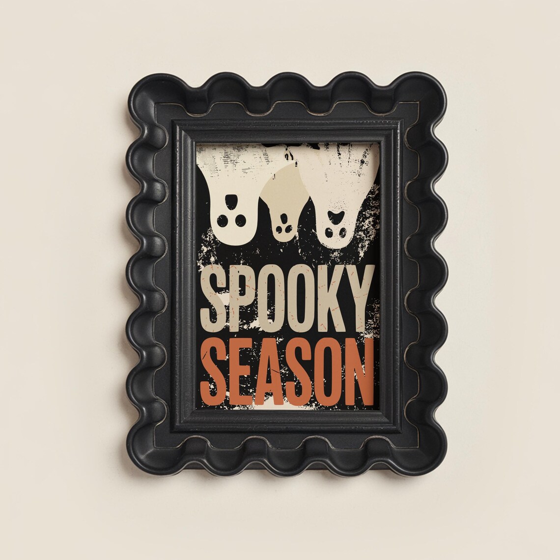 Spooky Season Retro Ghost Trio Halloween Typography Wall Art