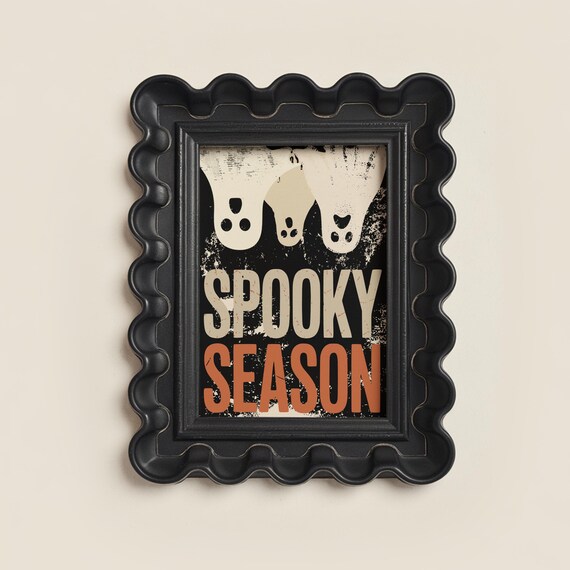Spooky Season Halloween Print Retro Typography With Ghosts Bold Grunge