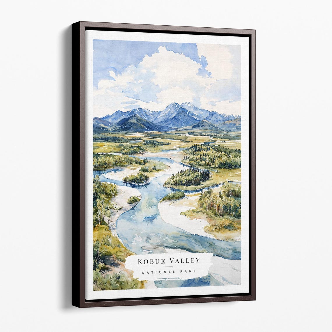 Kobuk Valley National Park Alaska Watercolor River Mountains Poster