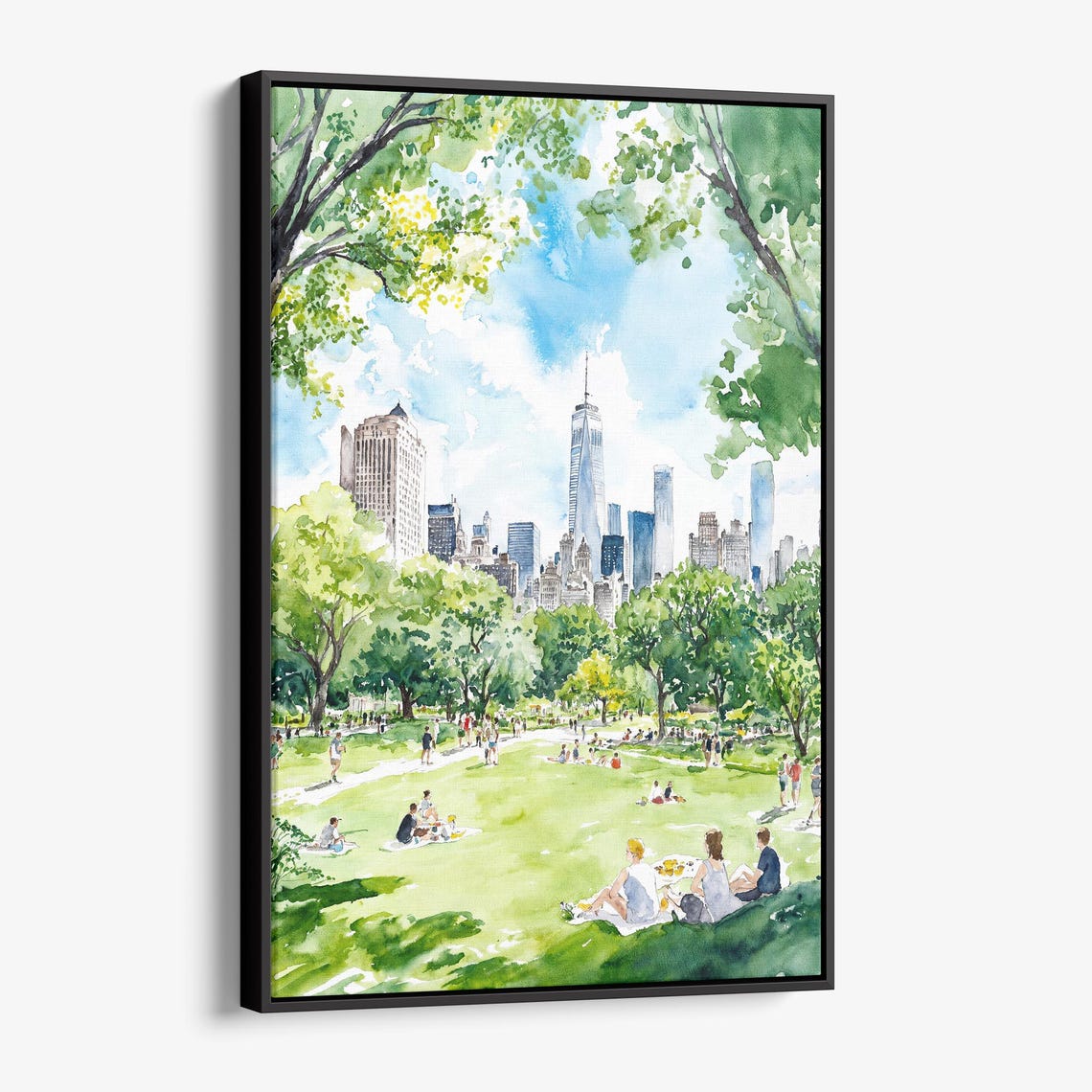 Framed Central Park Canvas Print Watercolor New York City Art