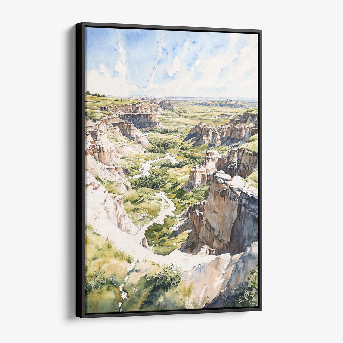 Theodore Roosevelt National Park Watercolor Poster Badlands View