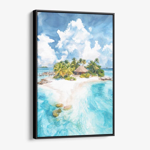 The Bahamas Islands Canvas Print Watercolor Coastal Art For Home Decor