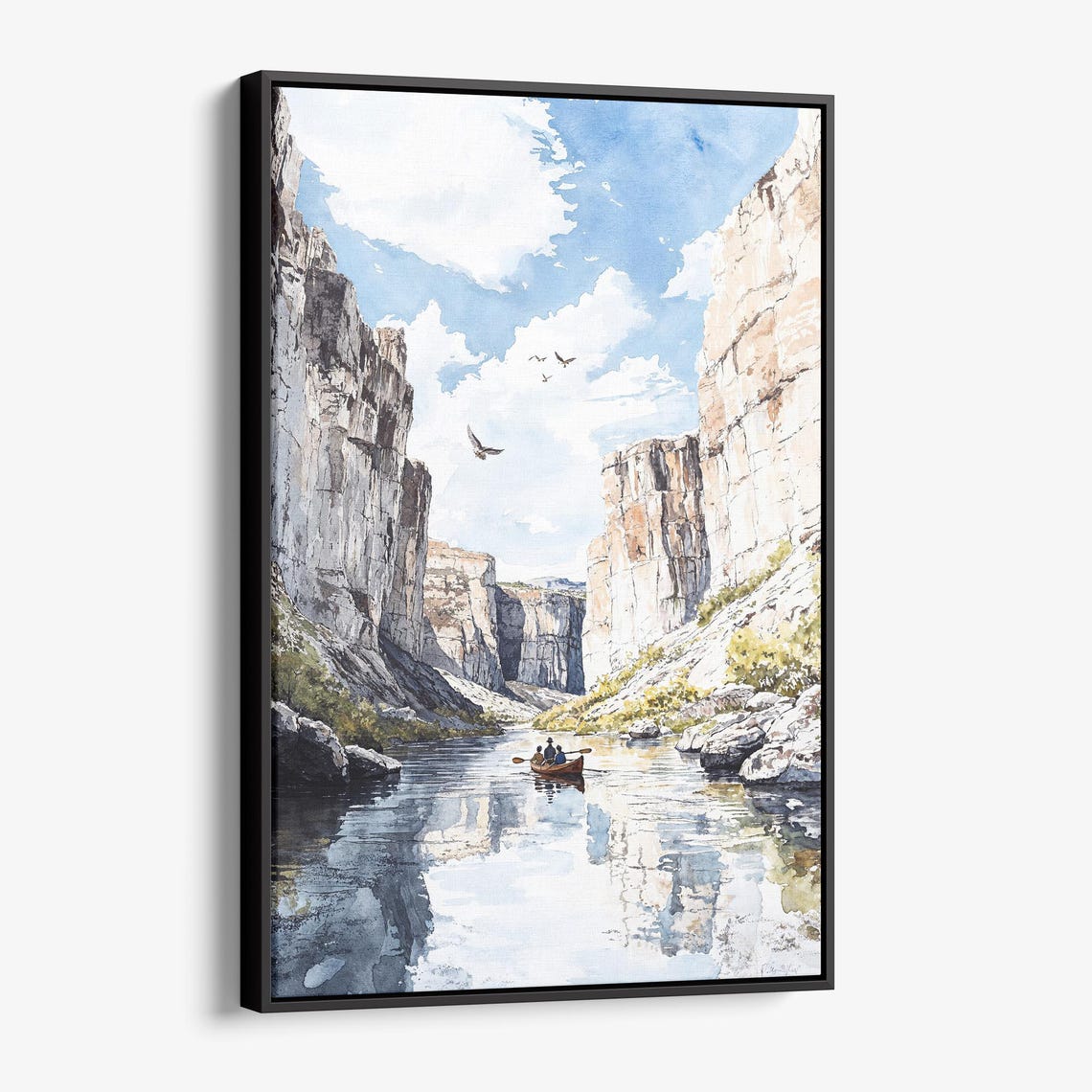 Texas Big Bend National Park Canyon River Canoe Watercolor Poster