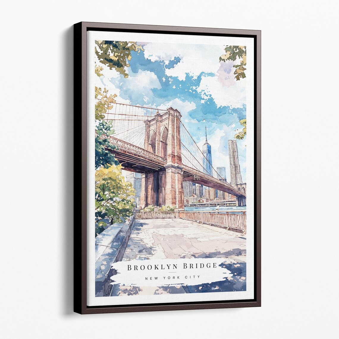 Brooklyn Bridge New York City Watercolor Landmark Cityscape Poster