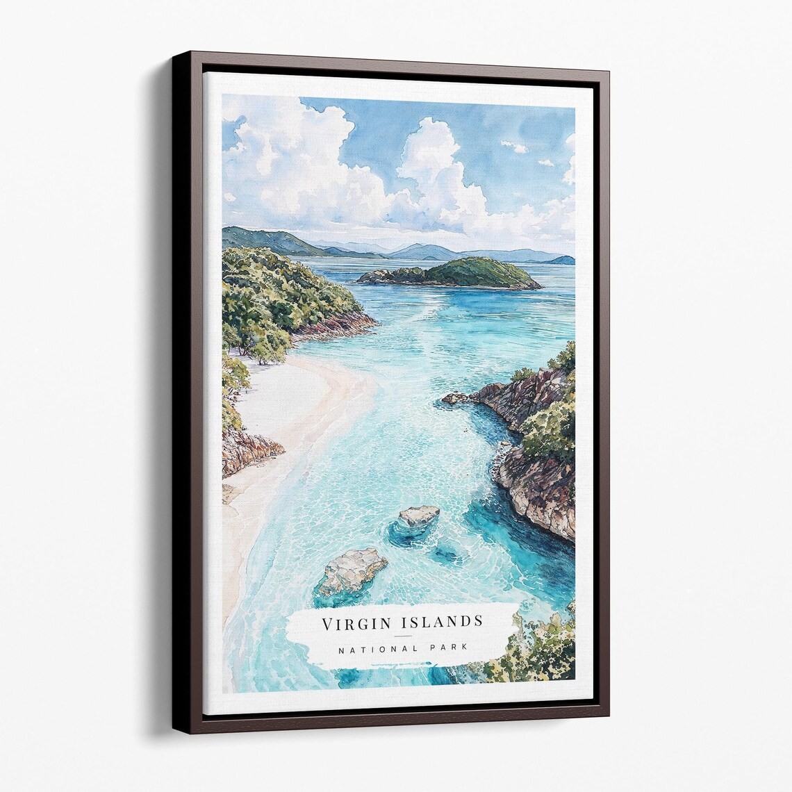 Virgin Islands National Park Watercolor Turquoise Bay Beach Caribbean Poster