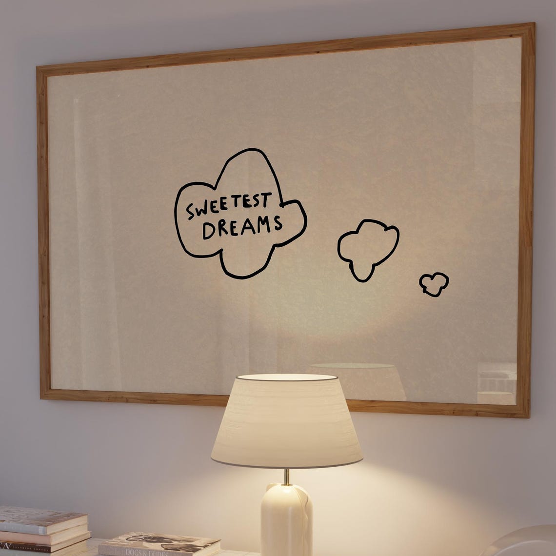 Sweetest Dreams Hand Drawn Cloud Outline Minimal Bedroom Art Poster