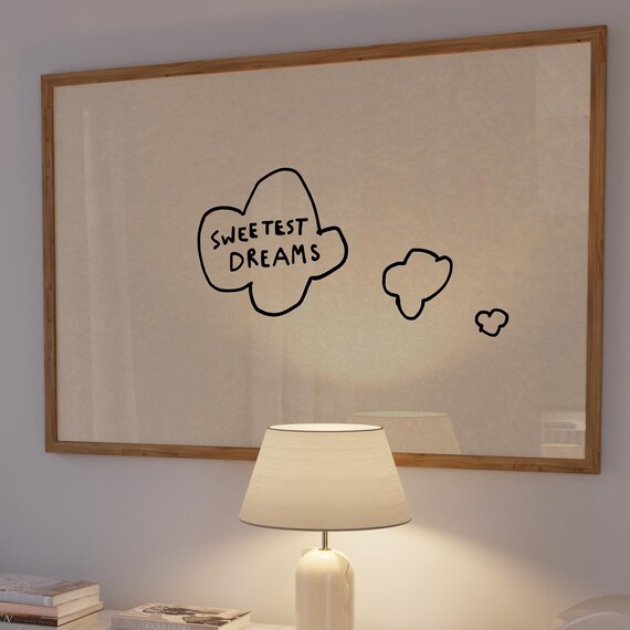 Sweetest Dreams Print Neutral Bedroom Decor Handdrawn Sleeping Poster Digital Download Horizontal