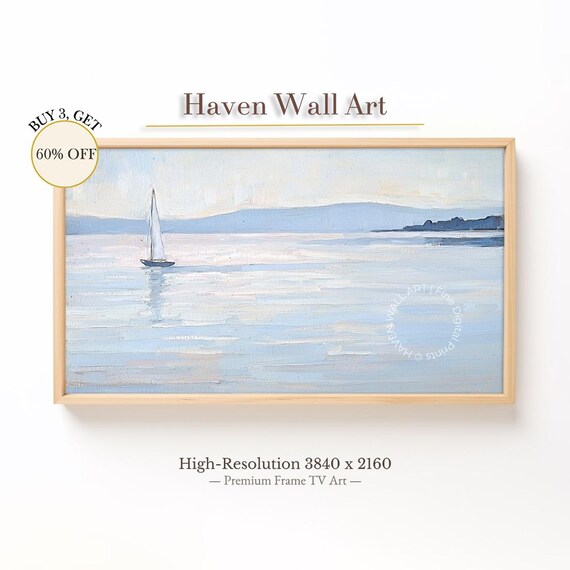 Soft Light Sailboat Pastel Seascape Coastal Calm Ocean Poster