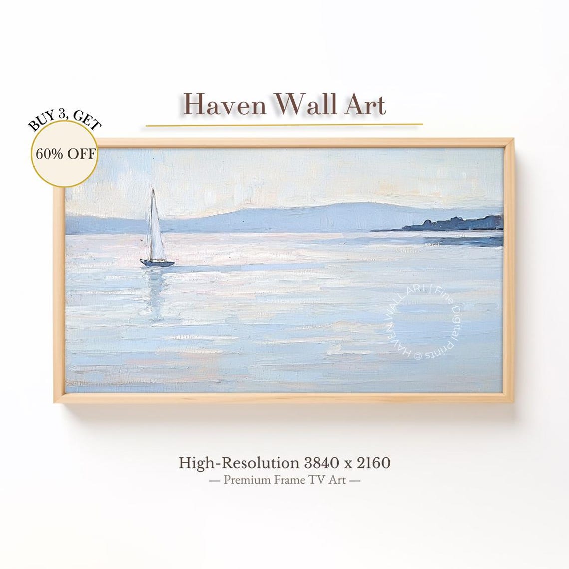 Soft Light Sailboat Pastel Seascape Coastal Calm Ocean Poster